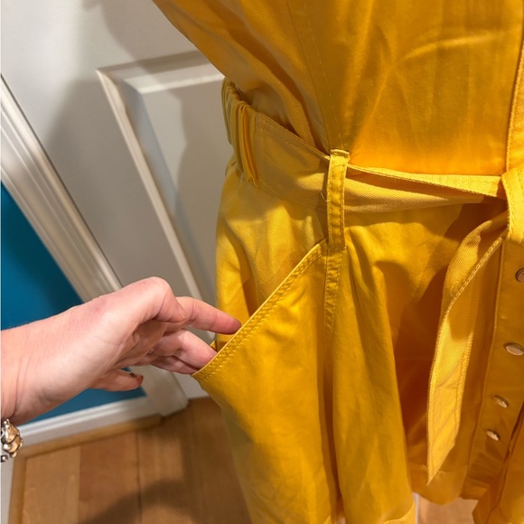 Karen Millen belted safari dress midi yellow sz 6 8 - Picture 3 of 7